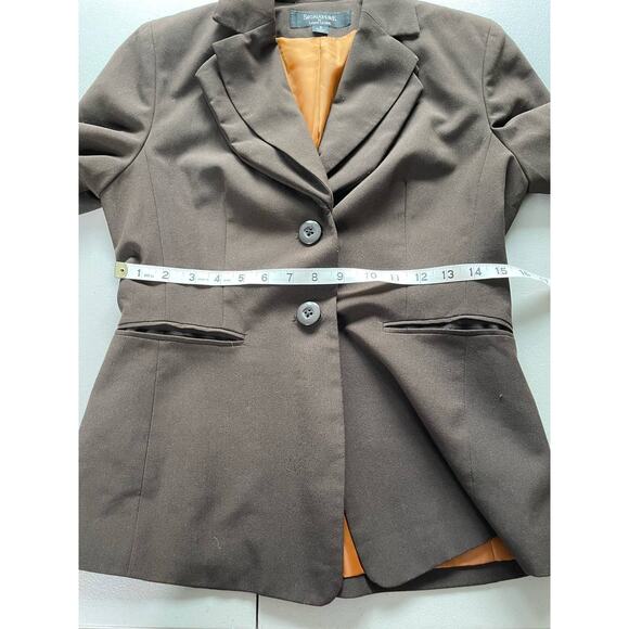 SIGNAUTRE Larry Levine Blazer Jacket Long Sleeve Academia Office Siren Brown 4 - Picture 9 of 11